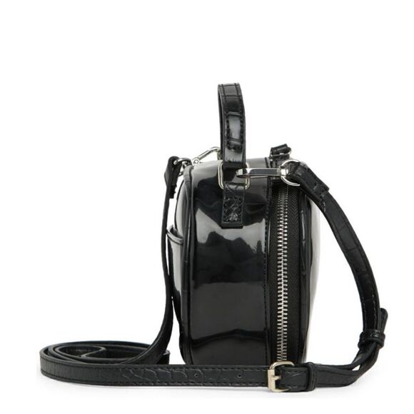 TAHARI Laguna Crossbody Bag, Vegan Patent Leather, Black, Adjustable Strap, NWT - Picture 6 of 16